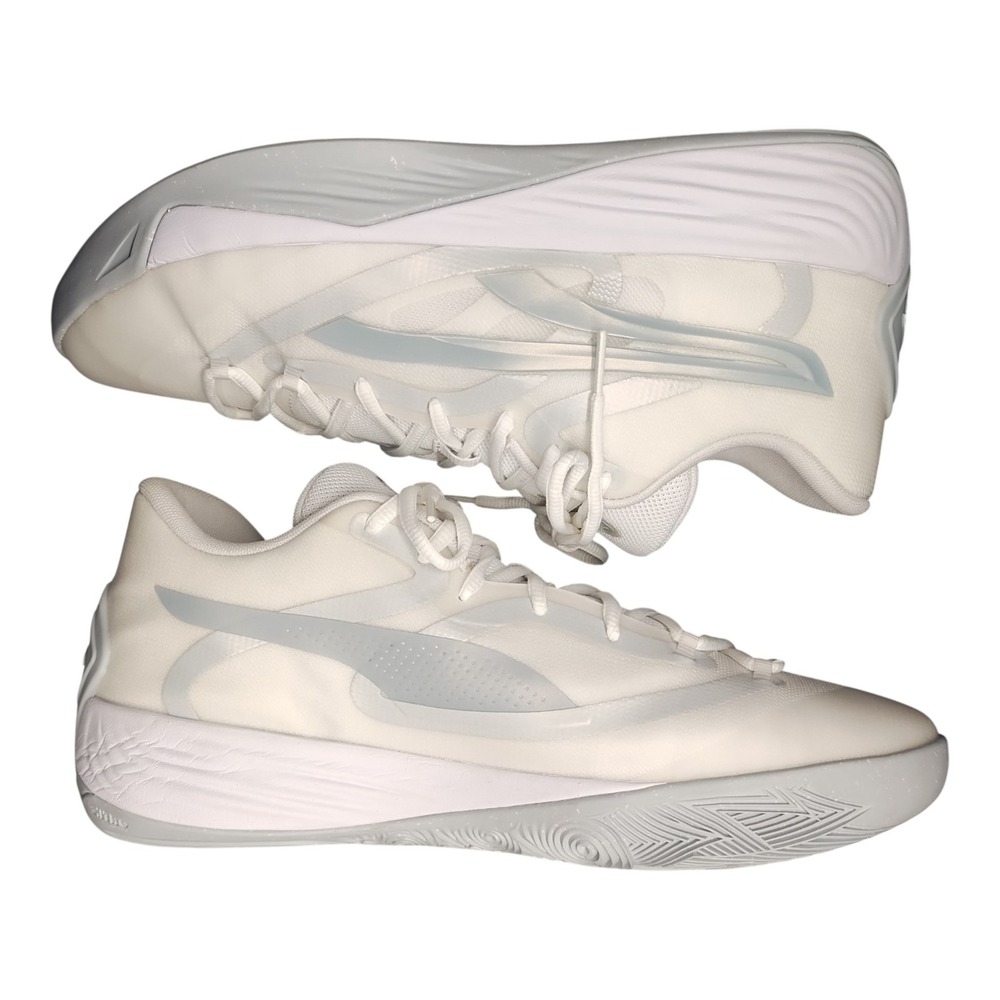 PUMA Stewie 2 Team Basketball Shoes Womens US 13 White Gray Lace Up 379082-01